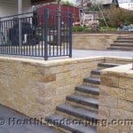 Paving With Retaining Walls Constructed by Heath Landscaping Tasmania.