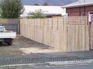 Timber Fence With Gate and Extensions Constructed by Heath Landscaping Southern Tasmania.