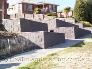 Two-Level Retaining Walls constructed by Heath Landscaping Tasmania work