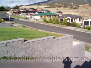 Two Level Retaining Walls around lawn Heath Landscaping Tasmania