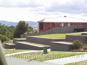 Two-Level Retaining Walls completed by Heath Landscaping Tasmania Hobart