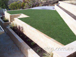 Retaining Walls and Stairs and instant turf by Heath Landscaping Hobart Tasmania