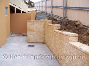 Progress on Retaining Wall, Concrete Stairs and Path Constructed by Heath Landscaping Southern Tasmania.