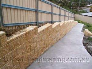 End view of Retaining Wall, Concrete Stairs and Path Constructed by Heath Landscaping Southern Tasmania.