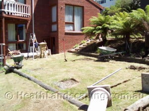 Paving for Pergola Constructed by Heath Landscaping Southern Tasmania.