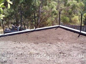 Block Wall With Metal Fence by Heath Landscaping Southern Tasmania