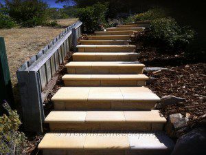 Stairs leading up to house constructed by Heath Landscaping Tasmania